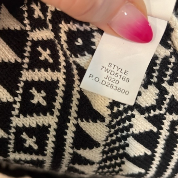 Lucky Brand Cardigan Sweater Asymmetrical  Front Zipper Tribal Print Size Large - Picture 9 of 9